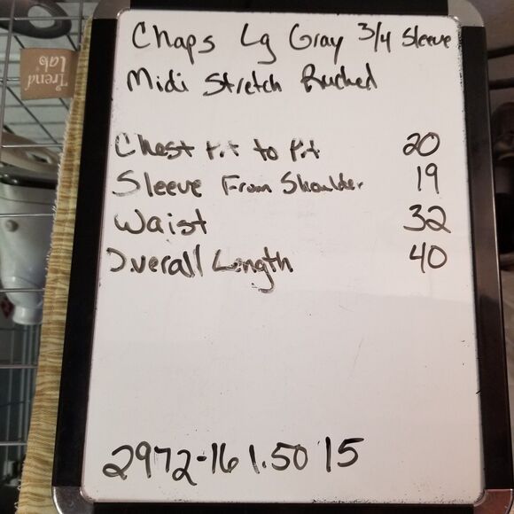 Chaps L Dress Gray 3/4 Sleeve Stretch Ruched Lined Career Office Classic Preppy - Picture 10 of 10